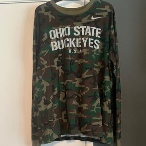 Nike Green and Brown Camo Ohio State Long Sleeve Shirt XL